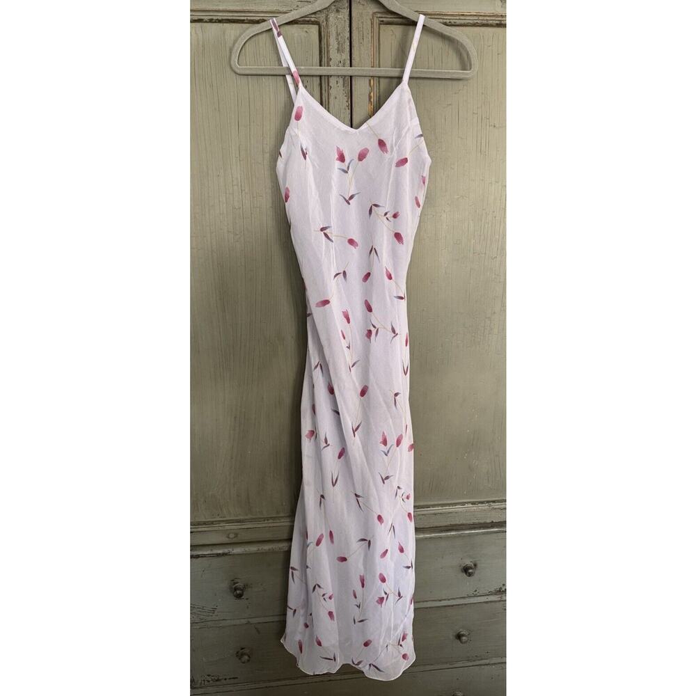 Tulips 90s Vintage Slip Purple Midi dress lavender S Flower Spring Floral Y2K